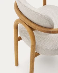 Melqui Beige Chair In Solid Oak Wood A Natural Finish -Quality Furniture Store 100001JJ12 1D03