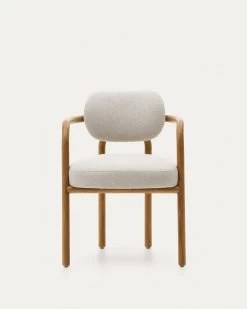 Melqui Beige Chair In Solid Oak Wood A Natural Finish -Quality Furniture Store 100001JJ12 1V04