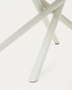 Vashti Extendable Round Table In Glass And MDF With Steel Legs In White 130(190) X 100 Cm | Kave Home 16 Vashti Extendable Round Table In Glass And MDF With Steel Legs In White 130(190) X 100 Cm | Kave Home -Quality Furniture Store 1416T03002KK05 1D02