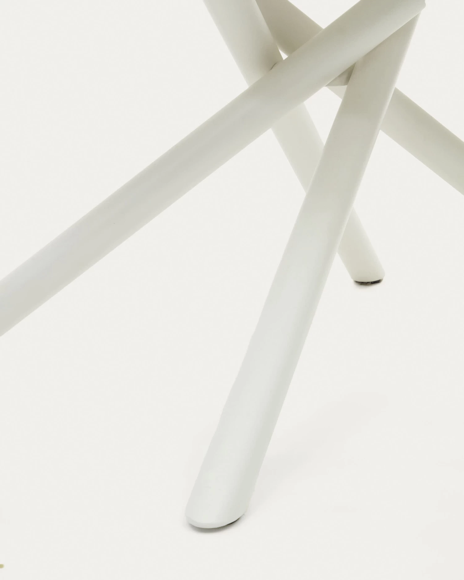 Vashti Extendable Round Table In Glass And MDF With Steel Legs In White 130(190) X 100 Cm | Kave Home 7 Vashti Extendable Round Table In Glass And MDF With Steel Legs In White 130(190) X 100 Cm | Kave Home - Image 5