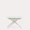 Vashti Extendable Round Table In Glass And MDF With Steel Legs In White 130(190) X 100 Cm | Kave Home -Quality Furniture Store 1416T03002KK05 1V01