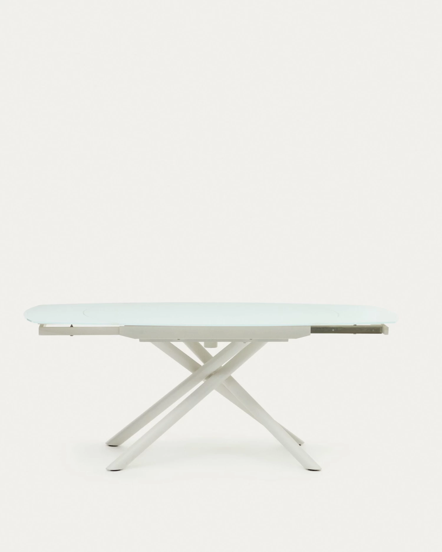 Vashti Extendable Round Table In Glass And MDF With Steel Legs In White 130(190) X 100 Cm | Kave Home 8 Vashti Extendable Round Table In Glass And MDF With Steel Legs In White 130(190) X 100 Cm | Kave Home - Image 6