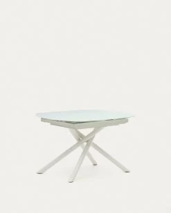 Vashti Extendable Round Table In Glass And MDF With Steel Legs In White 130(190) X 100 Cm | Kave Home 19 Vashti Extendable Round Table In Glass And MDF With Steel Legs In White 130(190) X 100 Cm | Kave Home -Quality Furniture Store 1416T03002KK05 1V03