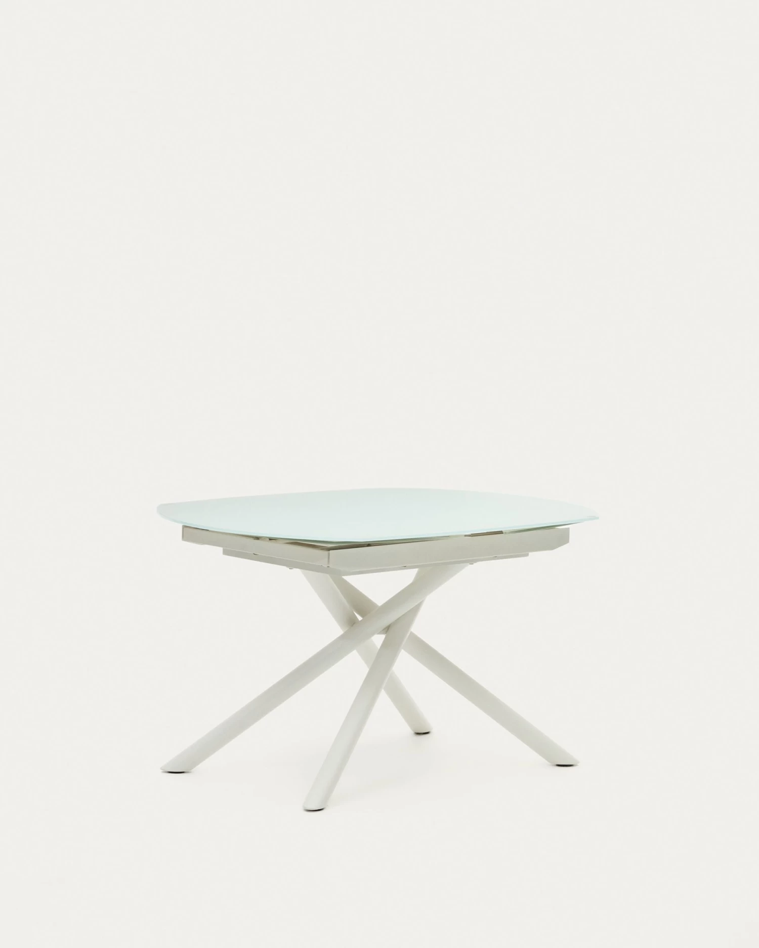 Vashti Extendable Round Table In Glass And MDF With Steel Legs In White 130(190) X 100 Cm | Kave Home 10 Vashti Extendable Round Table In Glass And MDF With Steel Legs In White 130(190) X 100 Cm | Kave Home - Image 8