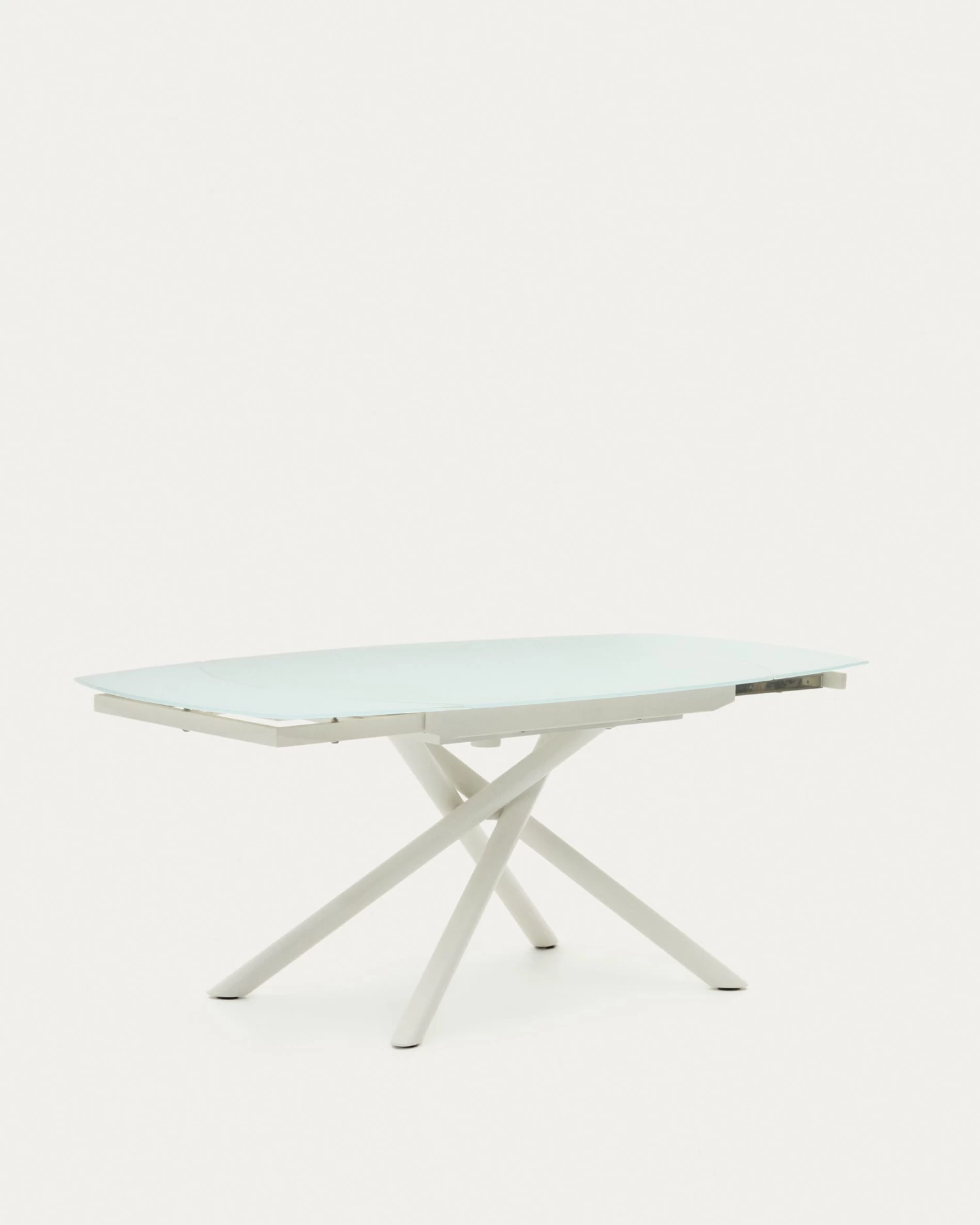 Vashti Extendable Round Table In Glass And MDF With Steel Legs In White 130(190) X 100 Cm | Kave Home 11 Vashti Extendable Round Table In Glass And MDF With Steel Legs In White 130(190) X 100 Cm | Kave Home - Image 9