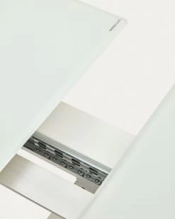 Vashti Extendable Round Table In Glass And MDF With Steel Legs In White 160 (210) X 90 Cm | Kave Home -Quality Furniture Store 1416T03003KK05 1D04