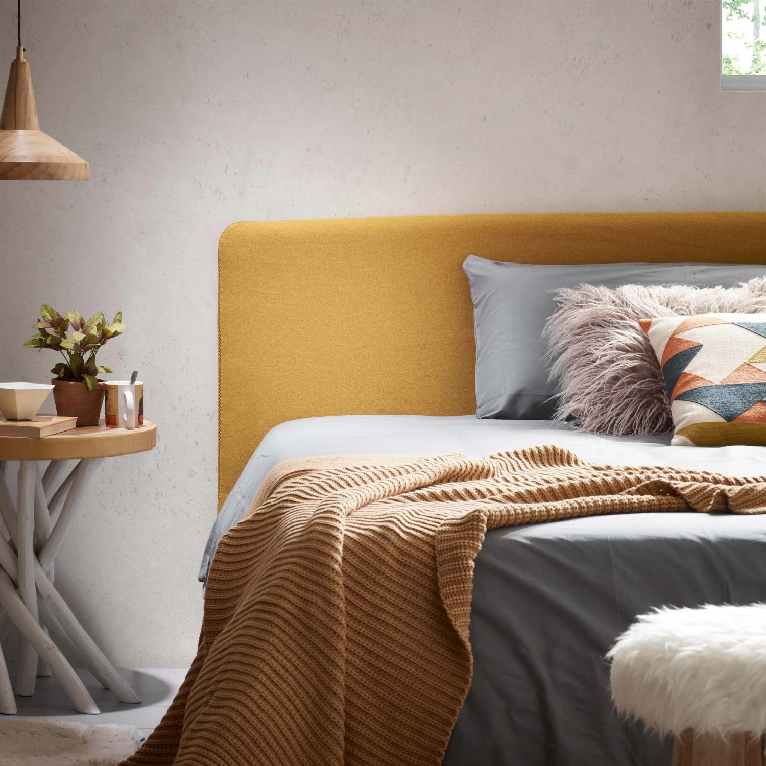 Dyla Headboard With Removable Cover In Mustard For 160 Cm Beds | Kave Home 4 Dyla Headboard With Removable Cover In Mustard For 160 Cm Beds | Kave Home - Image 2