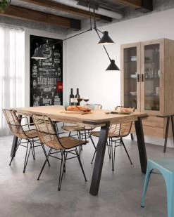 Tishana Rattan And Black Steel Chair With Armrests | Kave Home -Quality Furniture Store A000000095 1