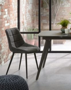 Grey Synthetic Leather Adam Chair | Kave Home -Quality Furniture Store A000000348 3