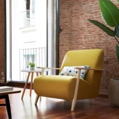 Meghan Armchair In Mustard With Solid Ash Legs With Natural Finish | Kave Home 13 Meghan Armchair In Mustard With Solid Ash Legs With Natural Finish | Kave Home -Quality Furniture Store A000000431 0