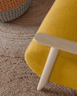 Meghan Armchair In Mustard With Solid Ash Legs With Natural Finish | Kave Home 16 Meghan Armchair In Mustard With Solid Ash Legs With Natural Finish | Kave Home -Quality Furniture Store A000000476 4