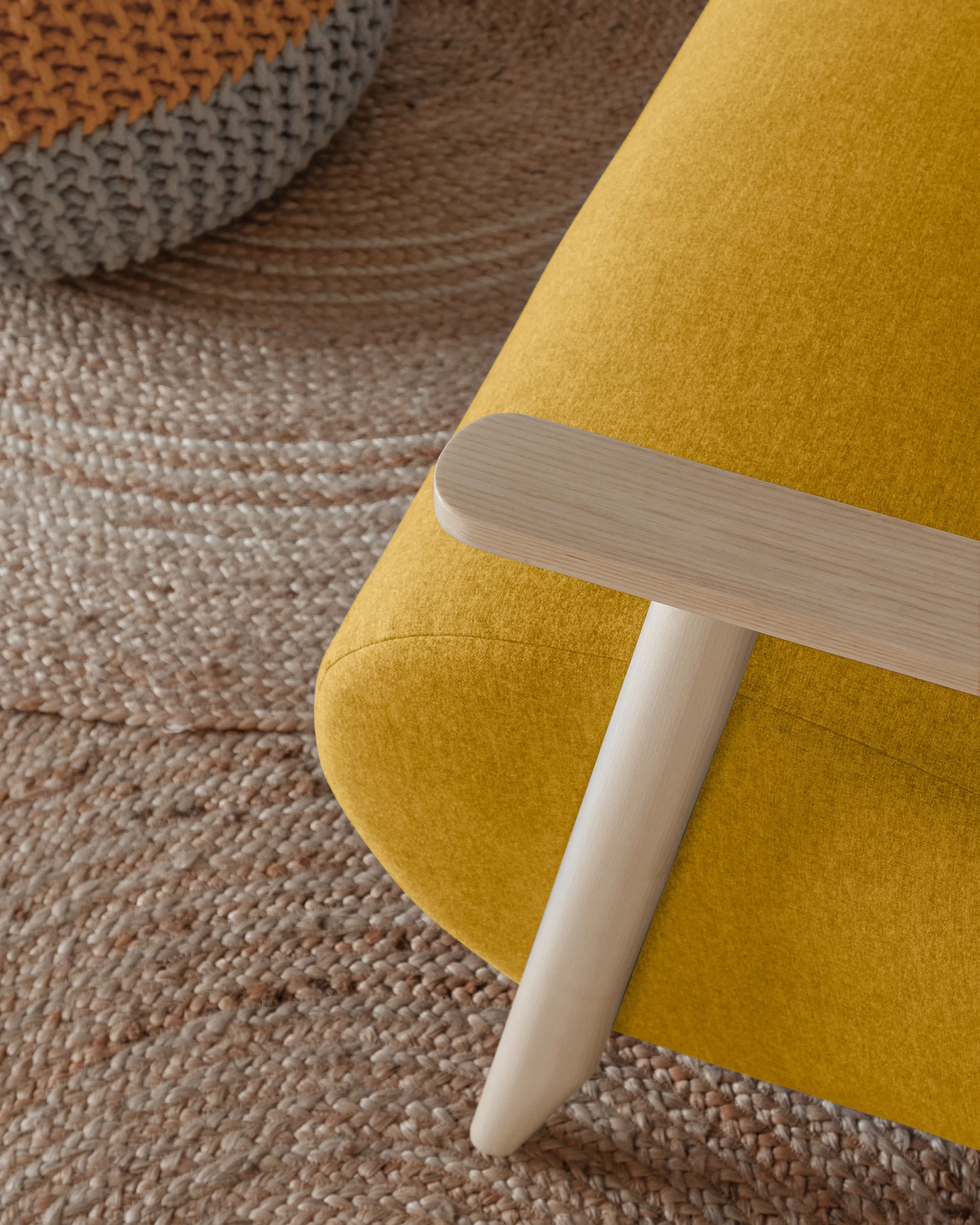 Meghan Armchair In Mustard With Solid Ash Legs With Natural Finish | Kave Home 9 Meghan Armchair In Mustard With Solid Ash Legs With Natural Finish | Kave Home - Image 7