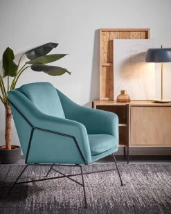 Brida Velvet Armchair In Turquoise With Steel Structure In Black Finish. | Kave Home -Quality Furniture Store A000000600 3