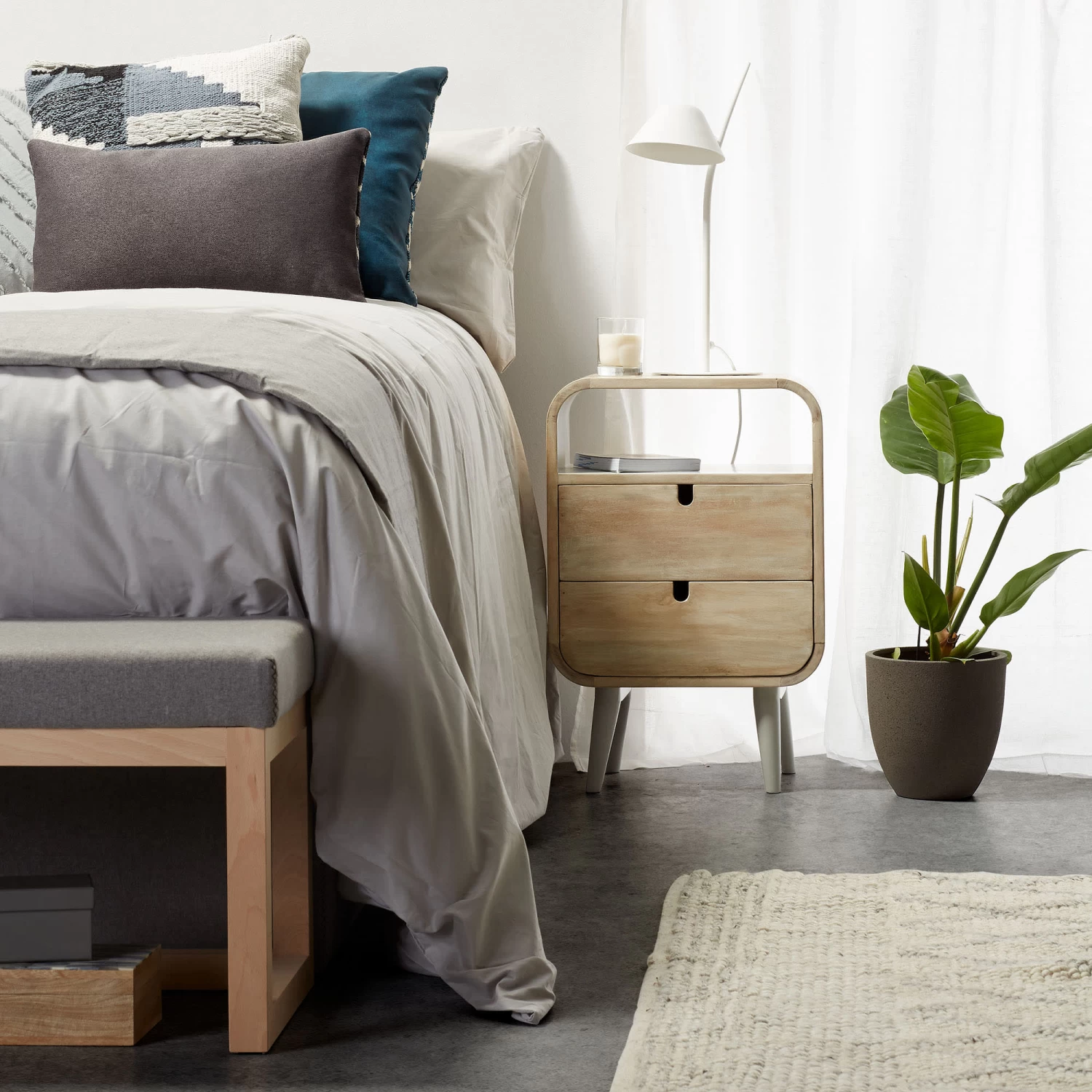 Georg 40 X 60 5 Cm Bedside Table Natural And White | Kave Home 4 Georg 40 X 60 5 Cm Bedside Table Natural And White | Kave Home - Image 2