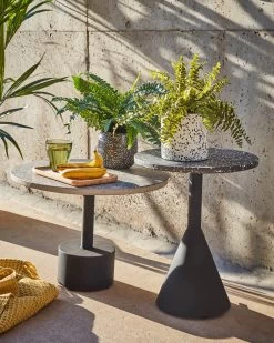 Delano Grey Terrazzo Side Table With Steel Legs In A Black Finish Ã 55 Cm | Kave Home -Quality Furniture Store A000000716 0