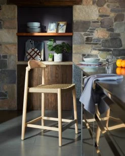 Nina Stool In Solid Acacia Wood Height 62 Cm | Kave Home -Quality Furniture Store A000000746 1