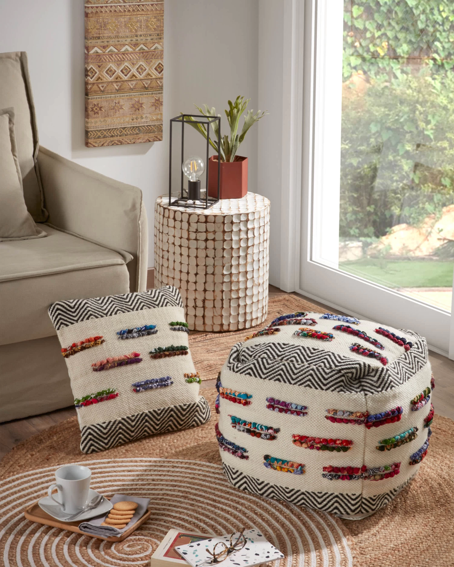 Necoco Side Table In Solid Mango Wood And Coconut Shells à 40 Cm | Kave Home 6 Necoco Side Table In Solid Mango Wood And Coconut Shells à 40 Cm | Kave Home - Image 4