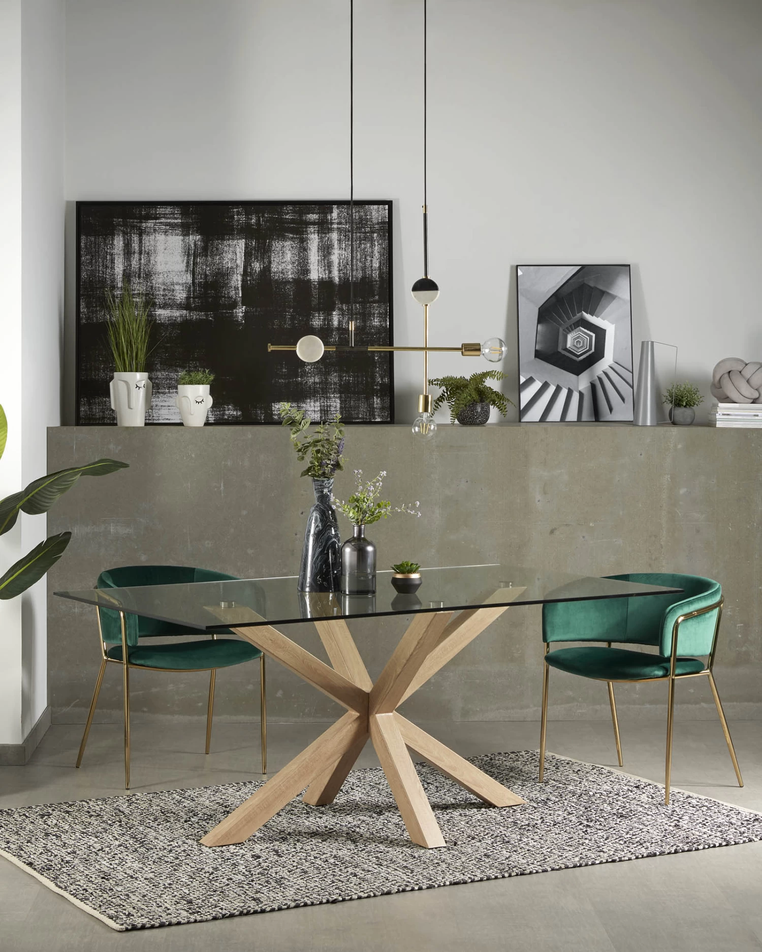 Argo Glass Table With Steel Legs With Wood-effect Finish 180 X 100 Cm | Kave Home 4 Argo Glass Table With Steel Legs With Wood-effect Finish 180 X 100 Cm | Kave Home - Image 2