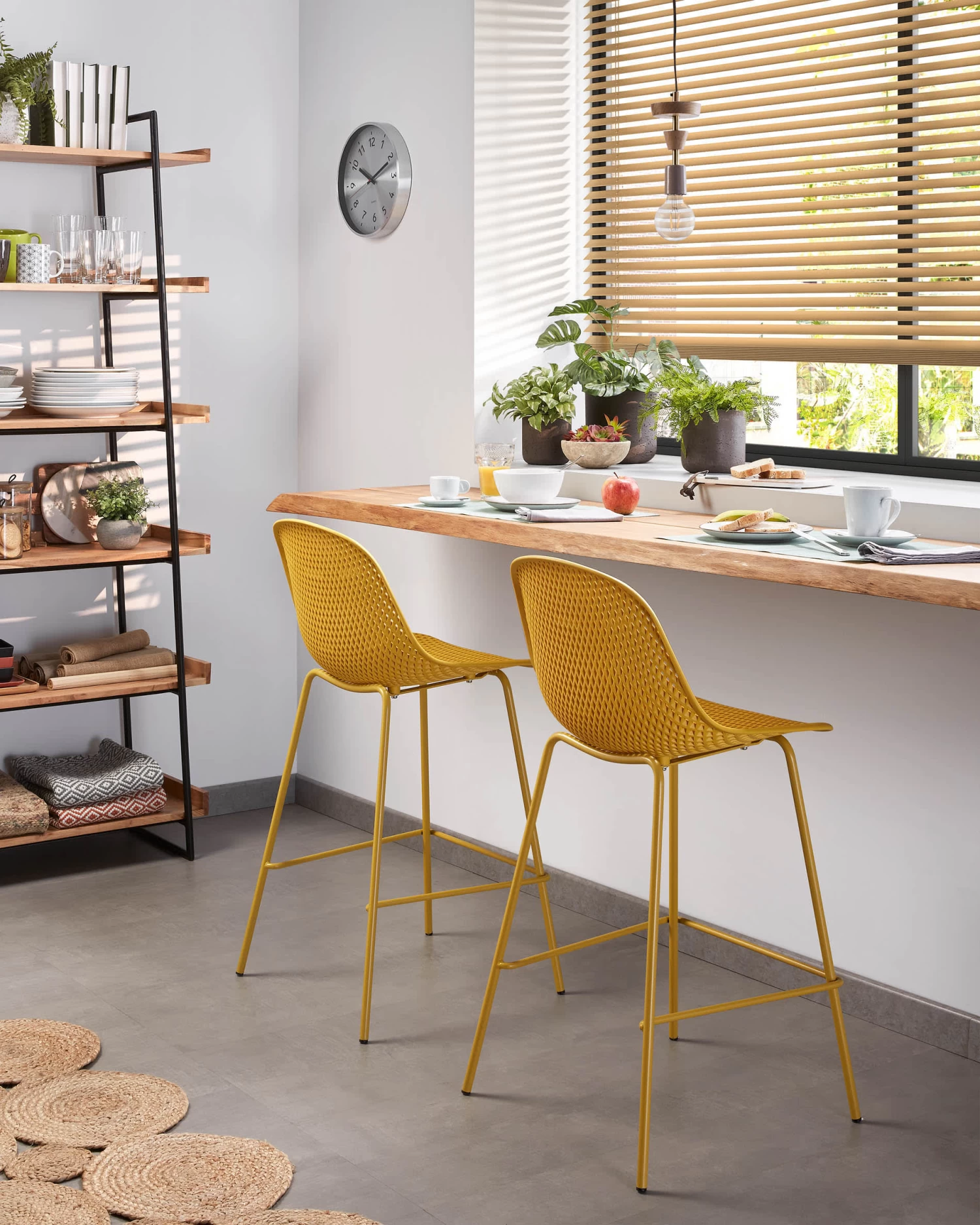 Quinby Outdoor Stool In Yellow Height 75 Cm | Kave Home 4 Quinby Outdoor Stool In Yellow Height 75 Cm | Kave Home - Image 2