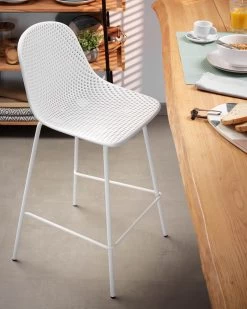 Quinby Outdoor Stool In White Height 75 Cm | Kave Home -Quality Furniture Store A000000845 1 1