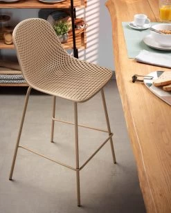 Beige Quinby Stool Height 75 Cm | Kave Home -Quality Furniture Store A000000846 1