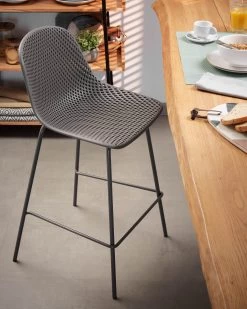 Quinby Outdoor Stool In Grey Height 75 Cm | Kave Home -Quality Furniture Store A000000847 1 1
