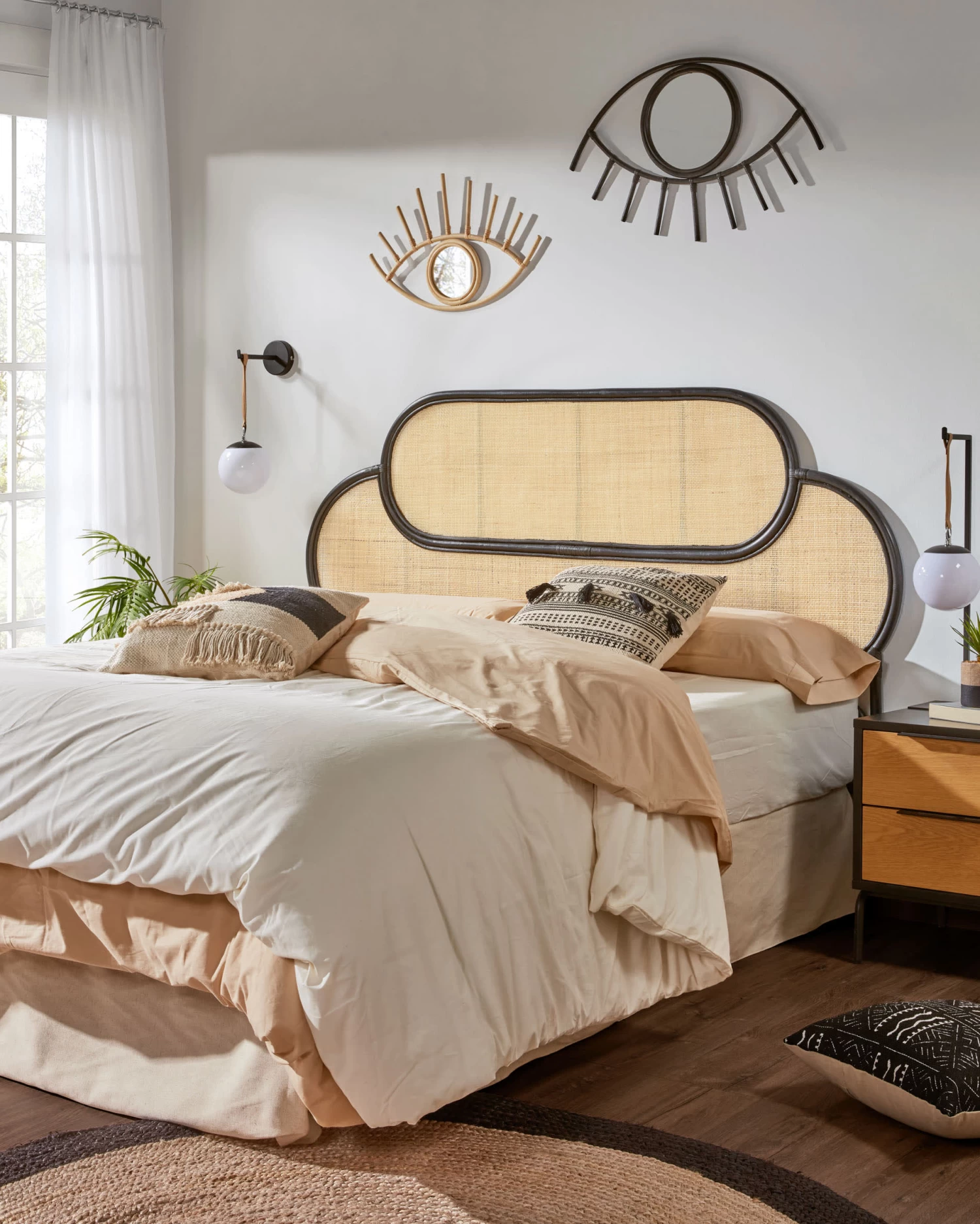 Lalita Rattan Headboard With A Black Finish For 160 Cm Beds | Kave Home 4 Lalita Rattan Headboard With A Black Finish For 160 Cm Beds | Kave Home - Image 2