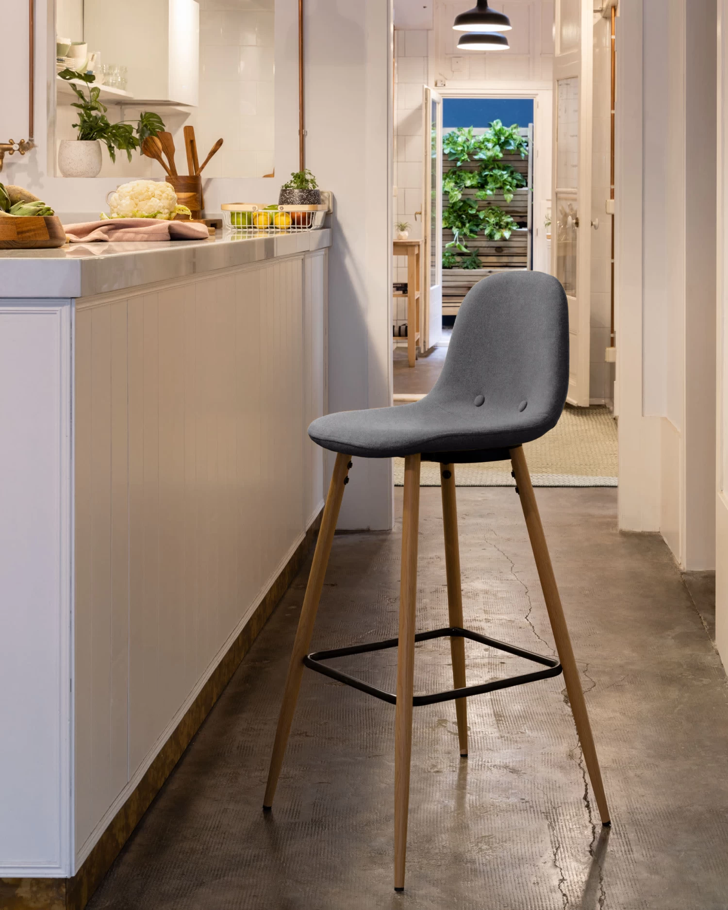 Dark Grey Nolite Stool Height 65 Cm | Kave Home 4 Dark Grey Nolite Stool Height 65 Cm | Kave Home - Image 2