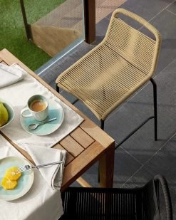 Lambton Stackable Stool In Brown Rope And Black Finish Steel 74 Cm | Kave Home 20 Lambton Stackable Stool In Brown Rope And Black Finish Steel 74 Cm | Kave Home -Quality Furniture Store A000001090 1