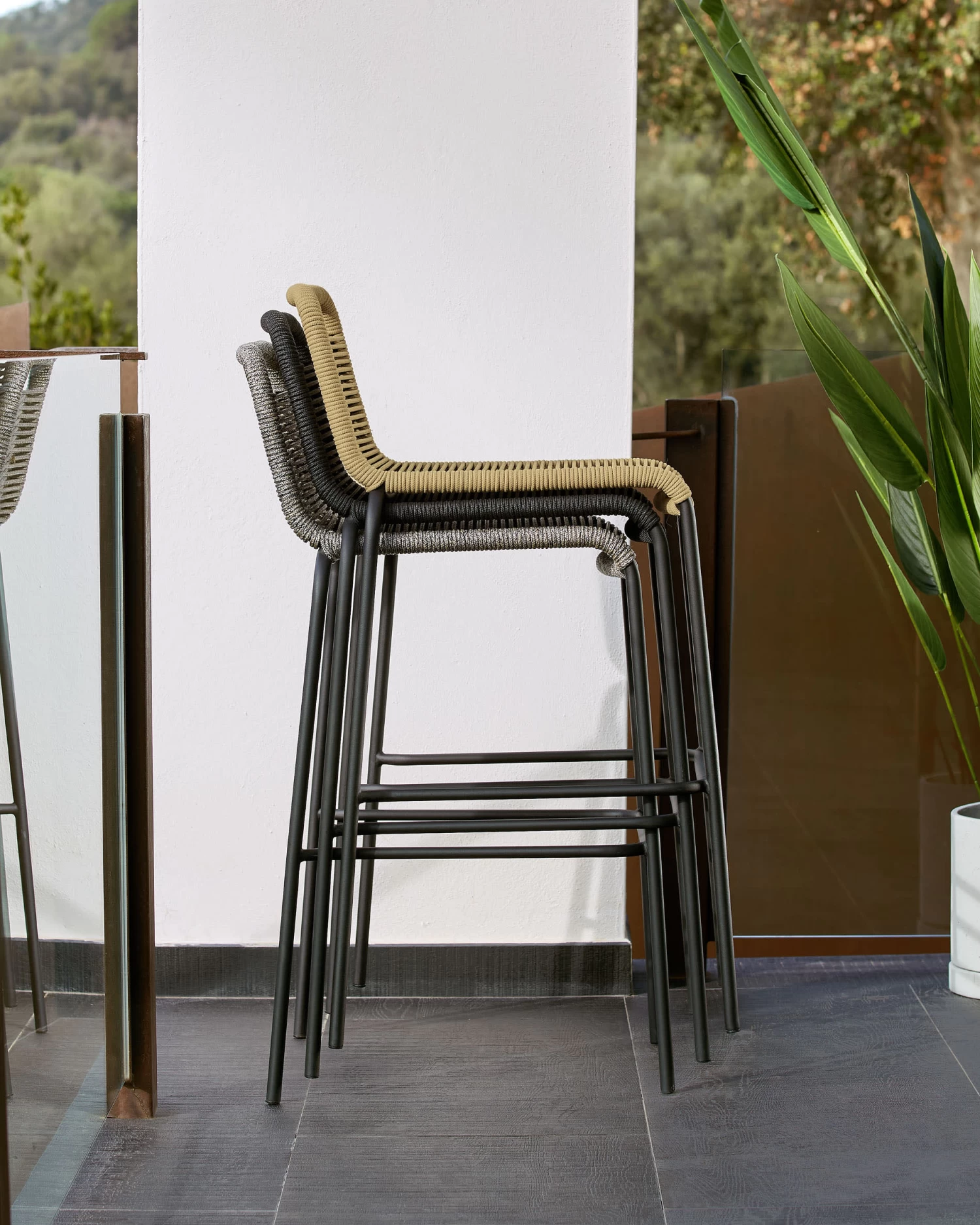 Lambton Stackable Stool In Brown Rope And Black Finish Steel 62 Cm | Kave Home 6 Lambton Stackable Stool In Brown Rope And Black Finish Steel 62 Cm | Kave Home - Image 4