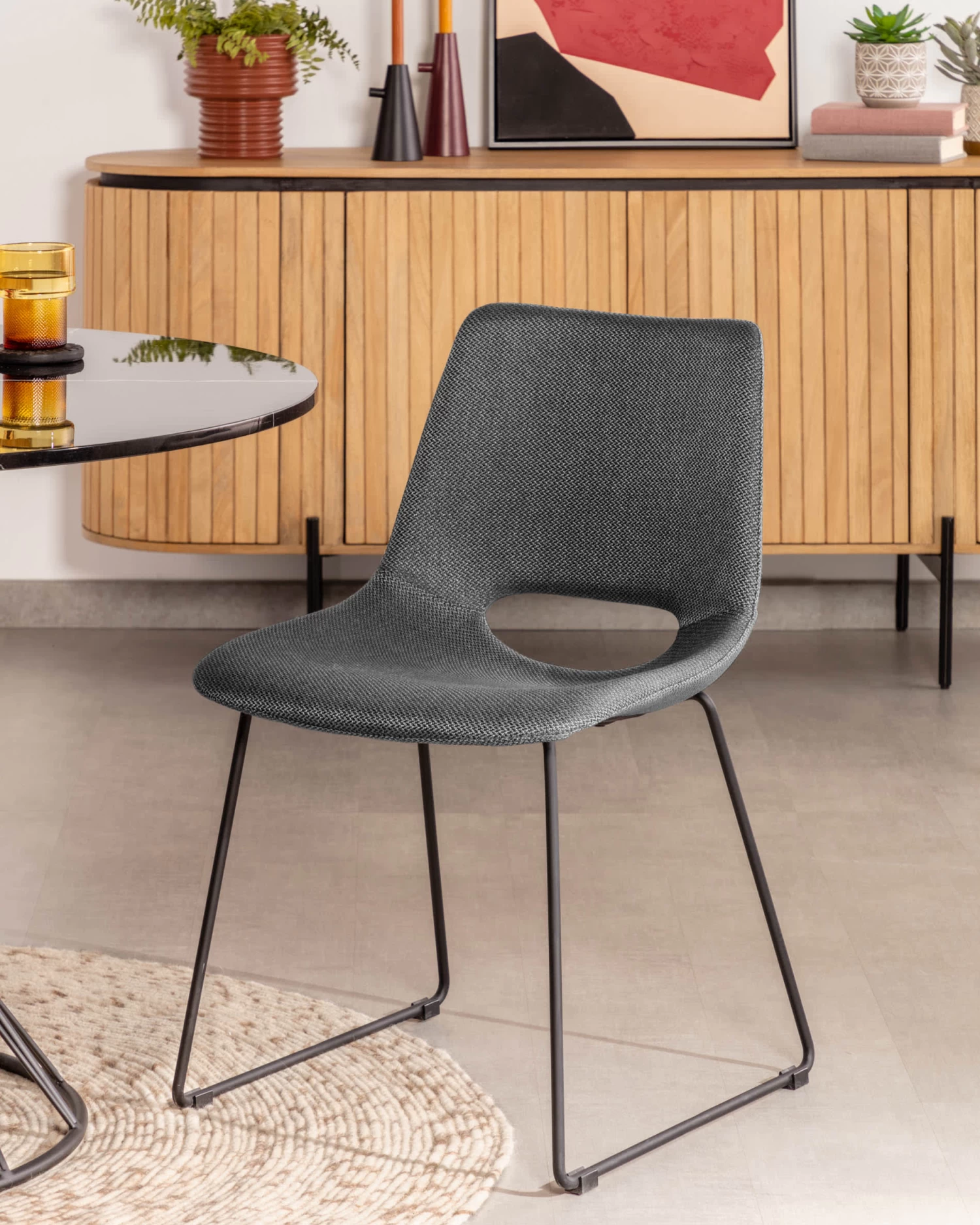 Zahara Grey Chair With Steel Legs With Black Finish | Kave Home 4 Zahara Grey Chair With Steel Legs With Black Finish | Kave Home - Image 2