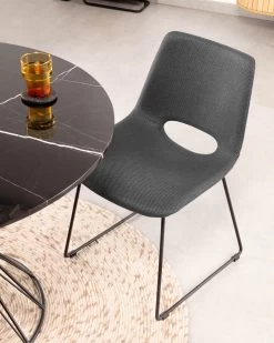 Zahara Grey Chair With Steel Legs With Black Finish | Kave Home 17 Zahara Grey Chair With Steel Legs With Black Finish | Kave Home -Quality Furniture Store A000001173 8