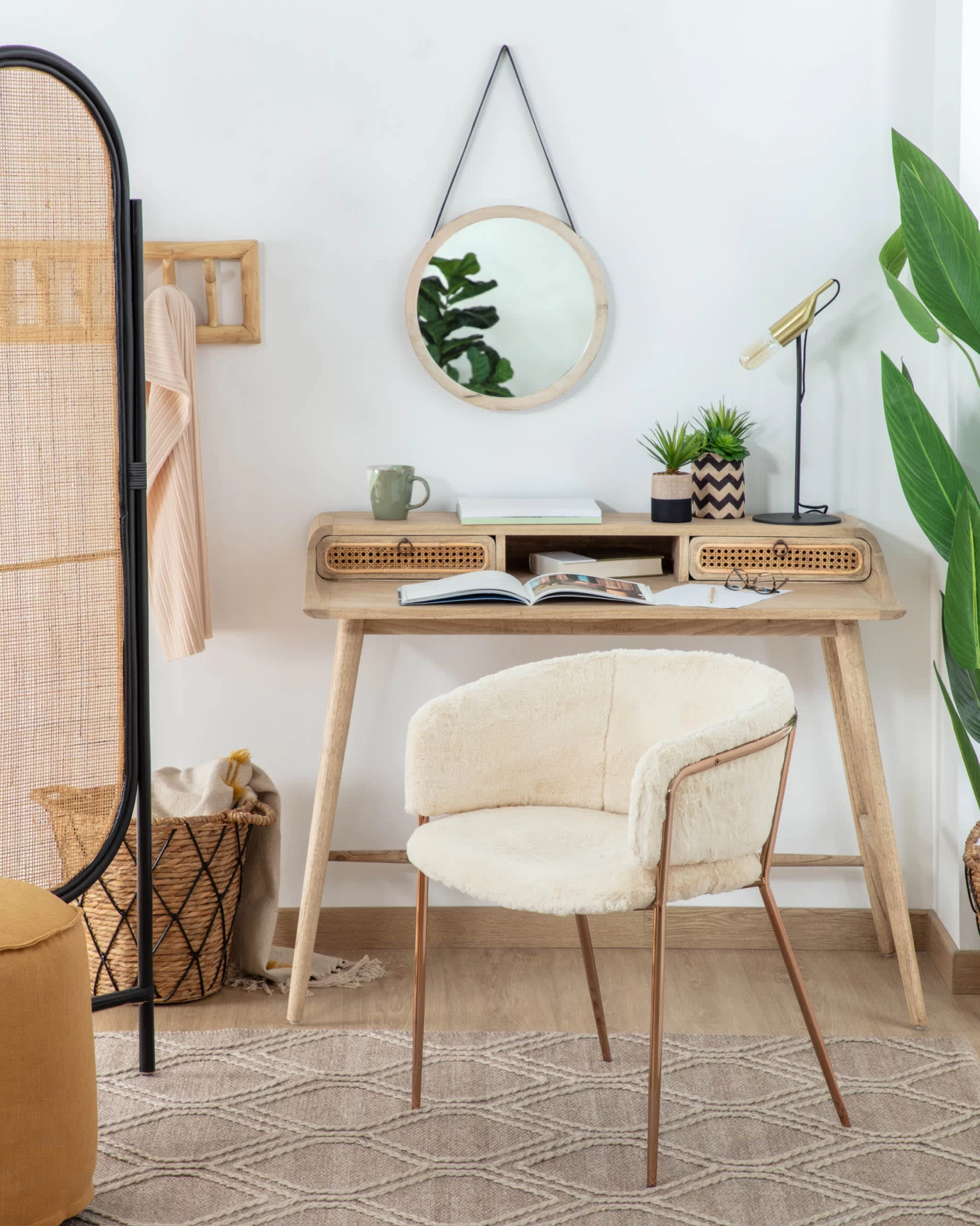 Runnie White Chair With Steel Legs In A Copper Finish | Kave Home 4 Runnie White Chair With Steel Legs In A Copper Finish | Kave Home - Image 2