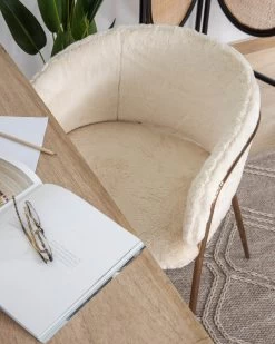 Runnie White Chair With Steel Legs In A Copper Finish | Kave Home 12 Runnie White Chair With Steel Legs In A Copper Finish | Kave Home -Quality Furniture Store A000001277 1