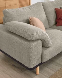 Noa 3 Seater Sofa In Beige With Natural Finish Legs 230 Cm | Kave Home -Quality Furniture Store A000001296 3 1