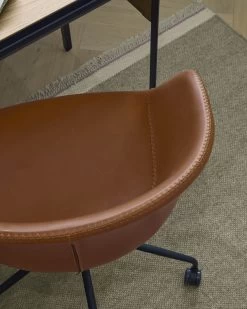 Yvette Faux Leather Office Chair In Brown -Quality Furniture Store A000001389 8