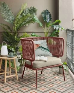 Nadin Armchair In Terracotta Cord Galvanised Steel Legs | Kave Home 21 Nadin Armchair In Terracotta Cord Galvanised Steel Legs | Kave Home -Quality Furniture Store A000001404 2