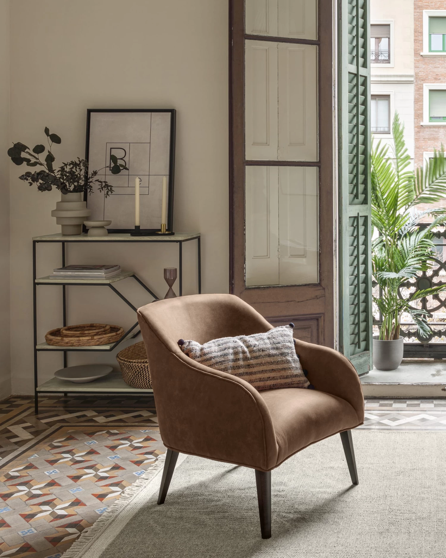 Bobly Armchair In Dark Brown Fabric With Wenge Finish Legs | Kave Home 4 Bobly Armchair In Dark Brown Fabric With Wenge Finish Legs | Kave Home - Image 2