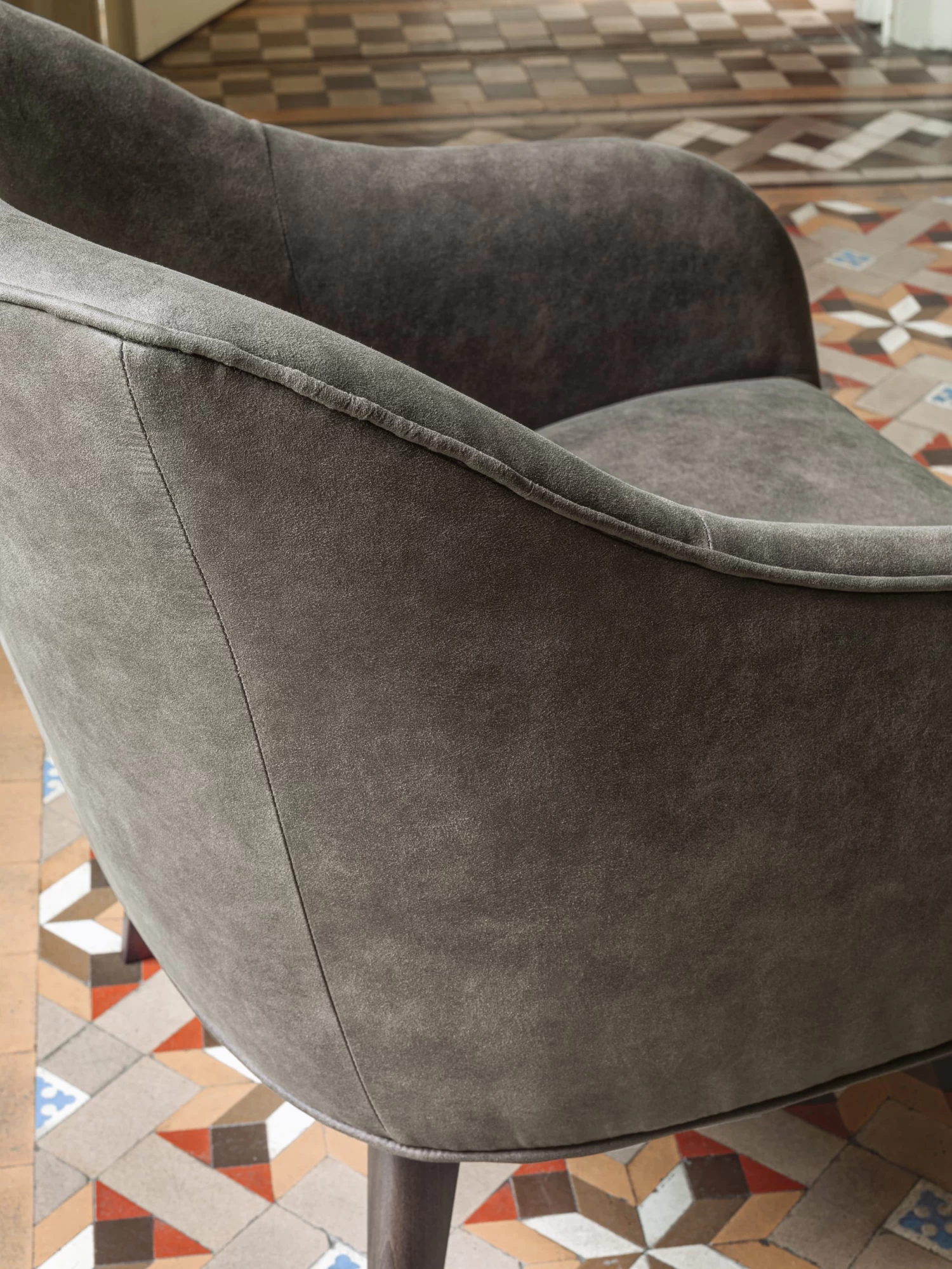 Bobly Armchair In Grey With Wenge Finish Legs | Kave Home 6 Bobly Armchair In Grey With Wenge Finish Legs | Kave Home - Image 4