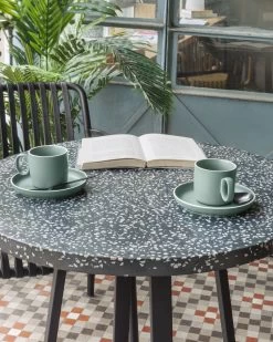 Tella Round Terrazzo Table In Black With Steel Legs à 70 Cm | Kave Home 10 Tella Round Terrazzo Table In Black With Steel Legs à 70 Cm | Kave Home -Quality Furniture Store A000001408 1