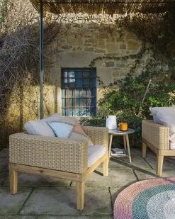 Giana Armchair In Solid Acacia Wood And Rattan FSC 100% | Kave Home -Quality Furniture Store A000001425 2