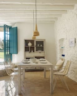 Tishana Rattan And White Steel Chair With Armrests | Kave Home -Quality Furniture Store A000001430 1