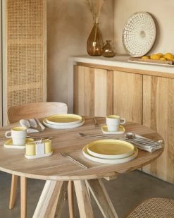 Maial Round Solid Teak Wood Table 90 Cm | Kave Home -Quality Furniture Store A000001438 10