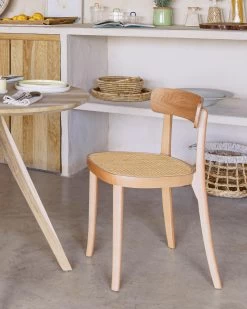 Romane Chair In Solid Beech With Natural Finish Ash Veneer And Rattan | Kave Home -Quality Furniture Store A000001438 22