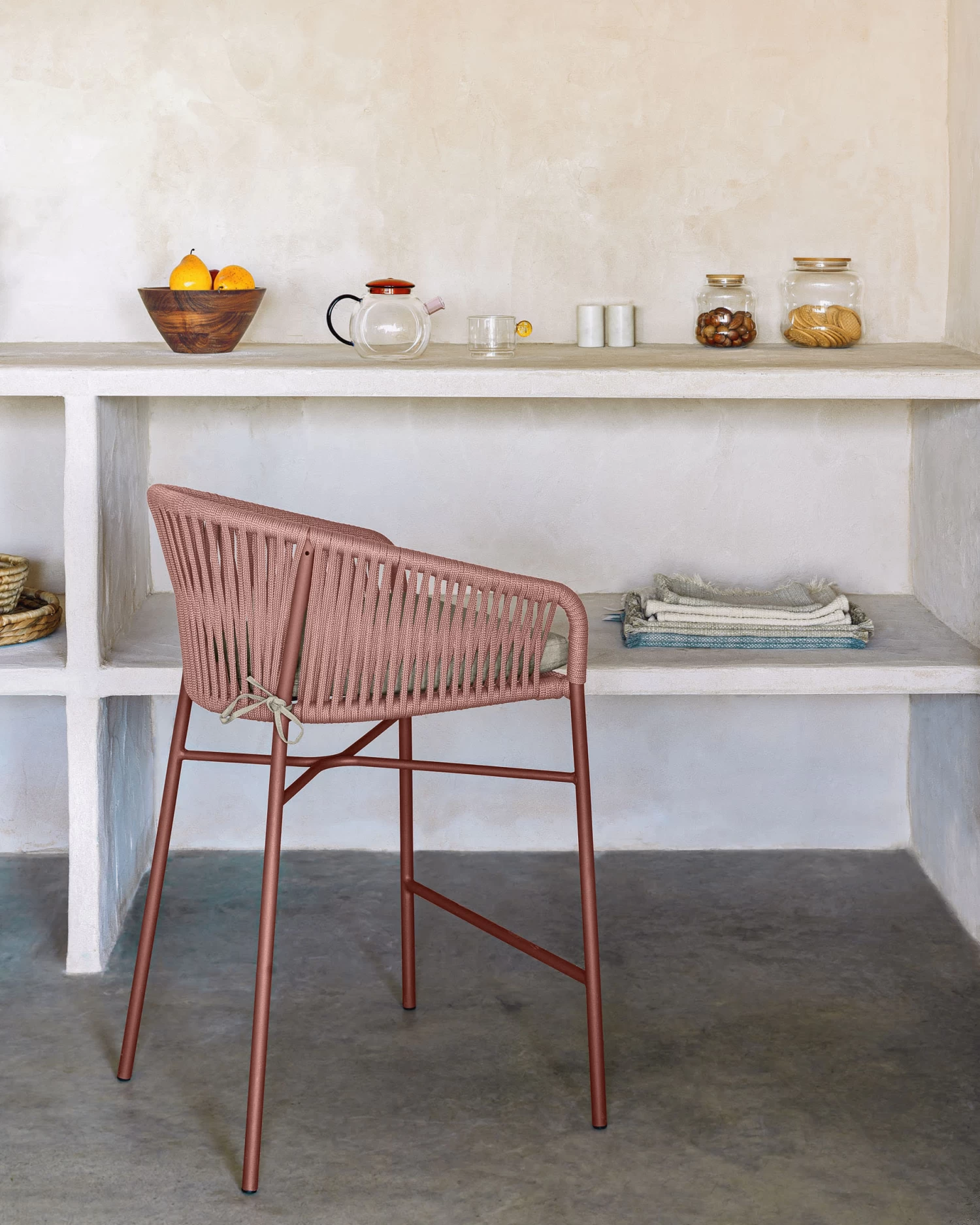 Yanet Stackable Stool Made From Terracotta Cord And Galvanised Steel Height 65 Cm | Kave Home 4 Yanet Stackable Stool Made From Terracotta Cord And Galvanised Steel Height 65 Cm | Kave Home - Image 2