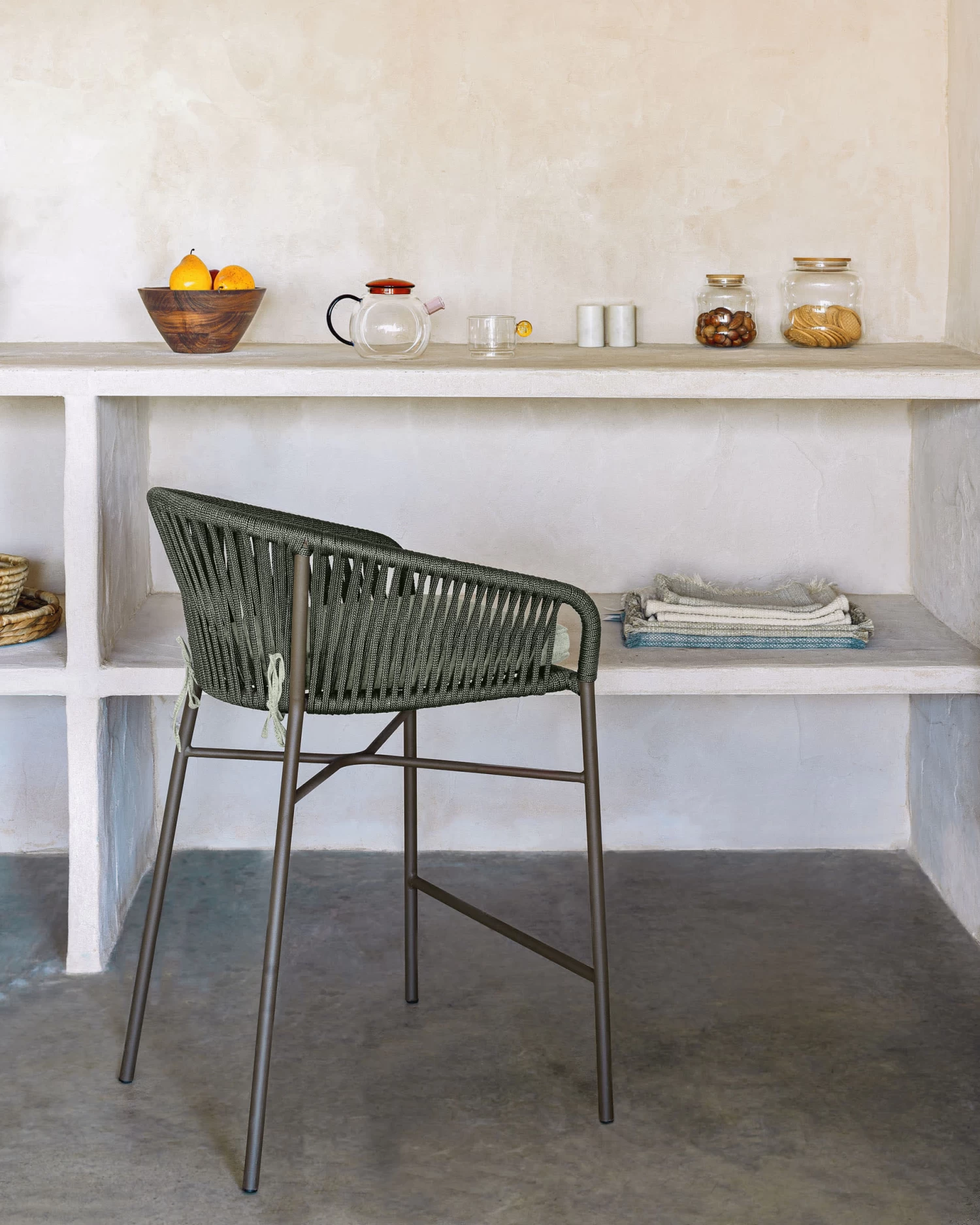 Yanet Stool Made From Green Cord And Galvanised Steel Height 65 Cm | Kave Home 4 Yanet Stool Made From Green Cord And Galvanised Steel Height 65 Cm | Kave Home - Image 2