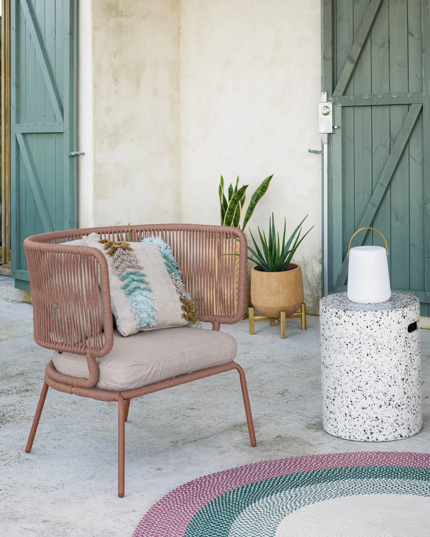 Nadin Armchair In Terracotta Cord Galvanised Steel Legs | Kave Home 4 Nadin Armchair In Terracotta Cord Galvanised Steel Legs | Kave Home - Image 2