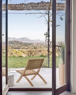 Chabeli Acacia Wood Folding Chair In Acacia Wood And Beige Cord FSC 100% | Kave Home -Quality Furniture Store A000001450 2