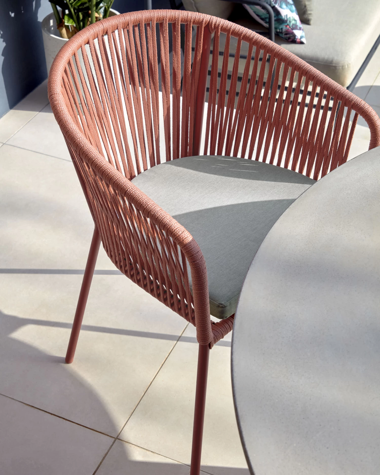 Yanet Terracotta Rope Chair With Galvanised Steel Legs | Kave Home 6 Yanet Terracotta Rope Chair With Galvanised Steel Legs | Kave Home - Image 4