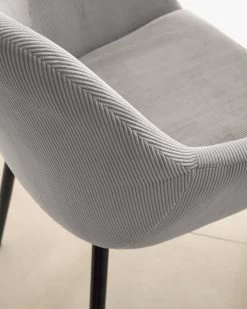 Konna Light Grey Corduroy Chair | Kave Home -Quality Furniture Store A000001541 9